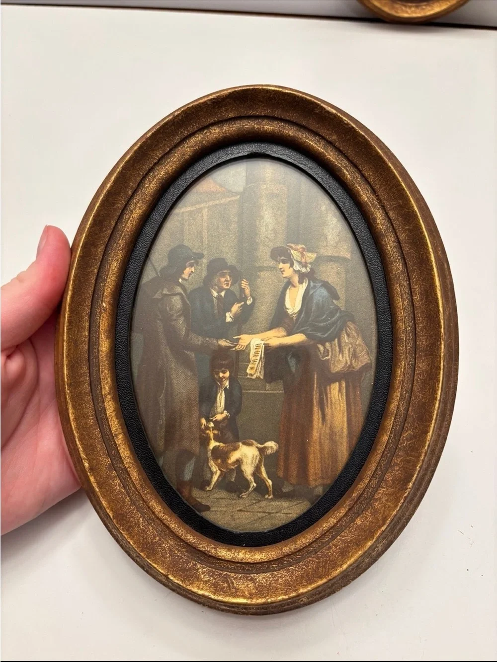 Two vintage oval printed frames Antiqued Custom Collection H. HAL KRAMER CO.